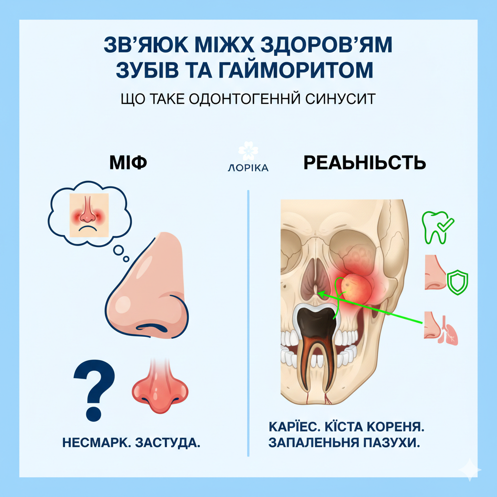 Зв’язок між здоров’ям зубів та гайморитом: що таке одонтогенний синусит
